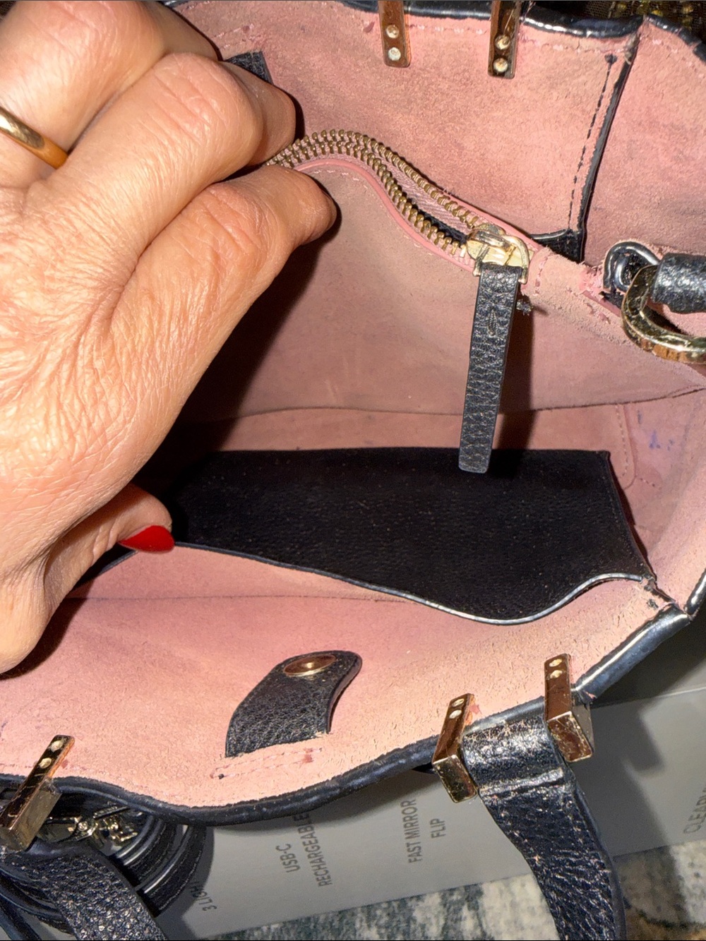 kate spade Black Pebbled Leather Satchel with Bow Accent suede inside - Picture 10 of 13